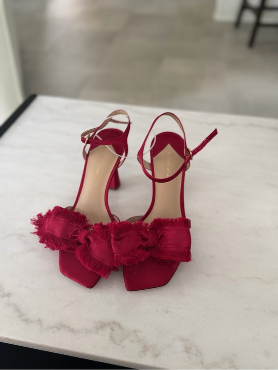 ANTONIO MELANI Shoes - ANTONIO MELANI Red Frayed Bow Ankle-Strap Heels